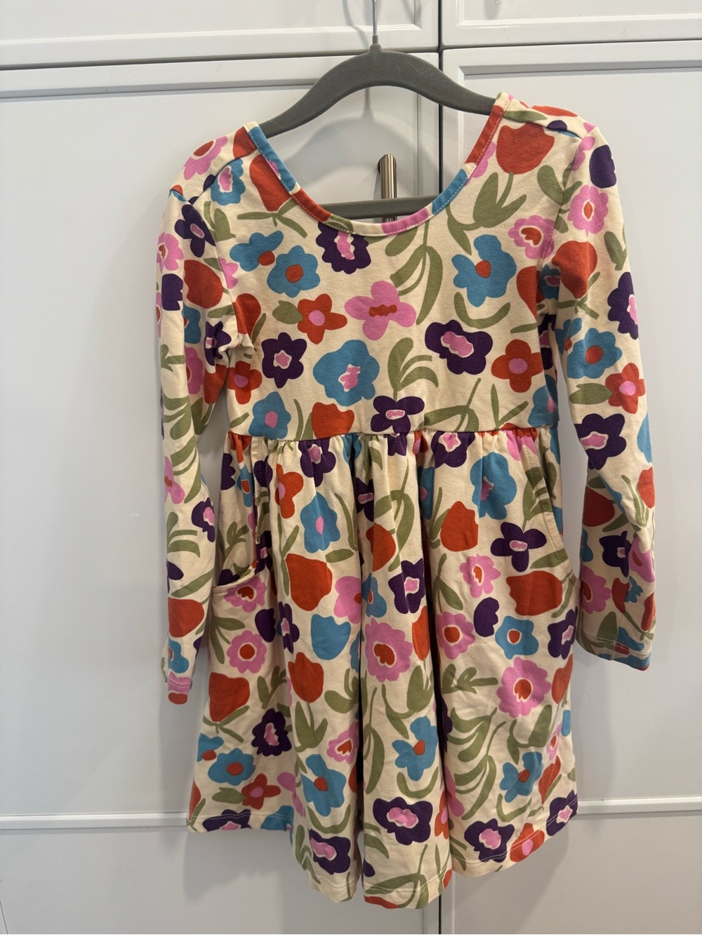 Girls' Floral Long-Sleeve Twirl Dress - Cream Multi - Picture 4 of 4